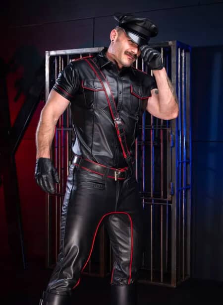 Mr. S Leather Piped Uniform Pant Red Size 34