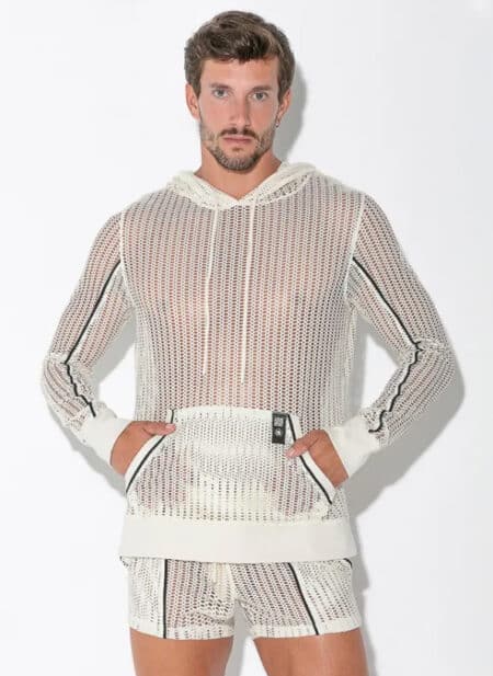 CODE 22 Openwork Jacquard Hoody Off-White Small
