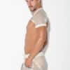 CODE 22 Openwork Jacquard Sleeve Top Off-White Medium