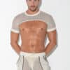CODE 22 Openwork Jacquard Sleeve Top Off-White Medium