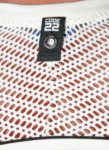 CODE 22 Openwork Jacquard Sleeve Top Off-White Medium