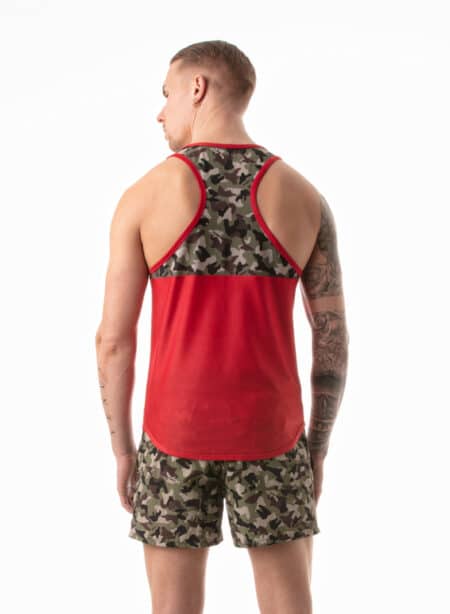 Leader Camo Print Racer Tank Top Red X-Small