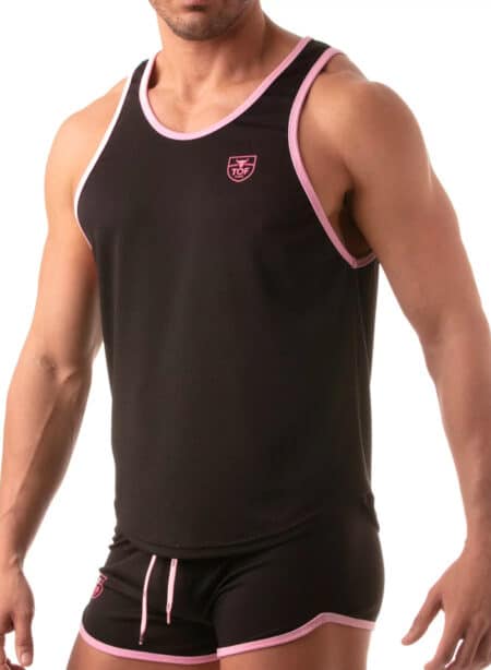 ToF Paris Mesh Tank Top Black/Pink Small