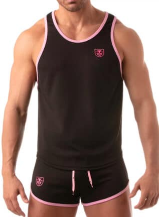 ToF Paris Mesh Tank Top Black/Pink Small