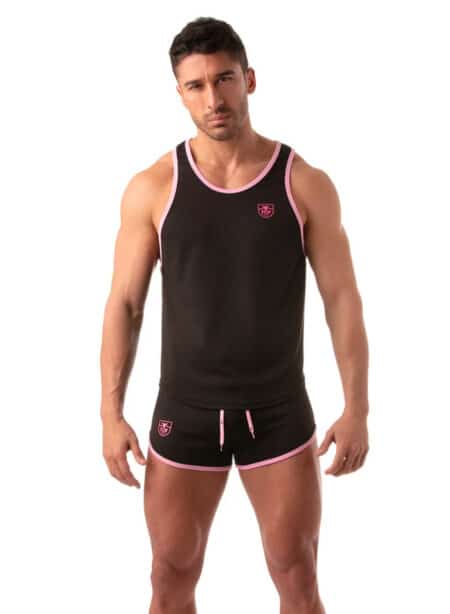 ToF Paris Mesh Tank Top Black/Pink Small