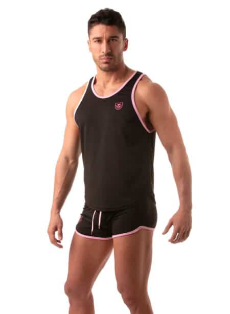 ToF Paris Mesh Tank Top Black/Pink Small