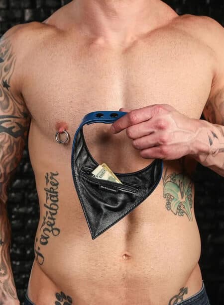 Mr. S Leather Lambskin Neck Hanky Blue