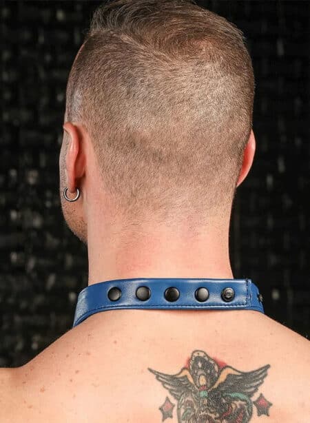 Mr. S Leather Lambskin Neck Hanky Blue