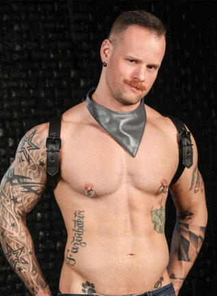 Mr. S Leather Lambskin Neck Hanky Grey