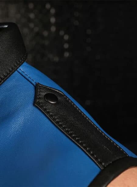 Mr. S Leather Lambskin Sleeveless Shirt Blue