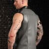 Mr. S Leather Lambskin Sleeveless Shirt Grey