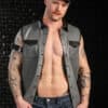 Mr. S Leather Lambskin Sleeveless Shirt Grey