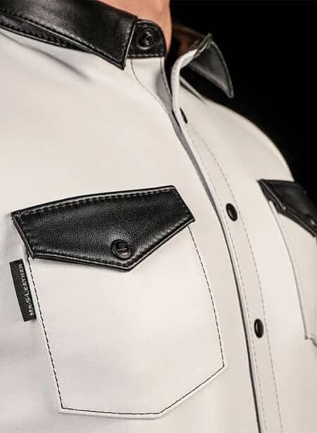 Mr. S Leather Lambskin Sleeveless Shirt White