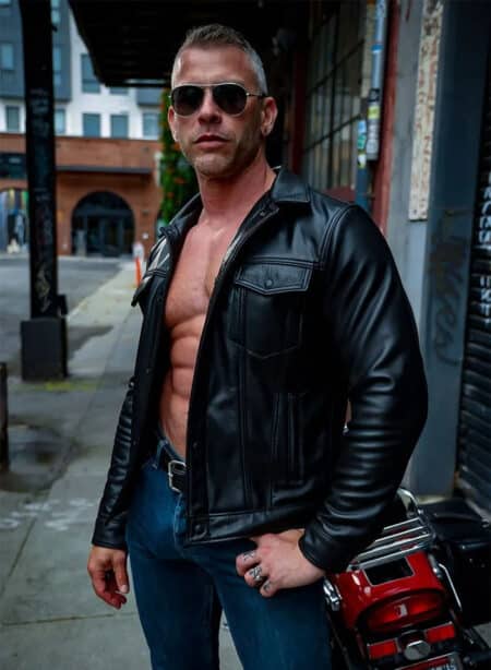 Mr. S Leather Trucker Jacket