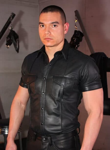 Mr. S Leather Perforated Uniform Shirt