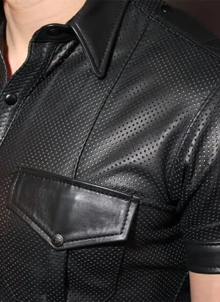 Mr. S Leather Perforated Uniform Shirt