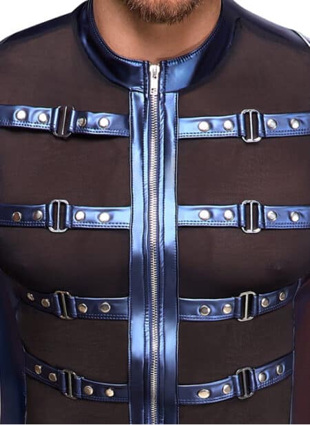 NEK Men's Blue Metallic Shirt