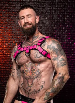 Mr. S Leather Dark Room Bulldog Harness Pink