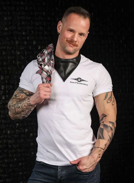 Mr. S Leather Lambskin Neck Hanky Black