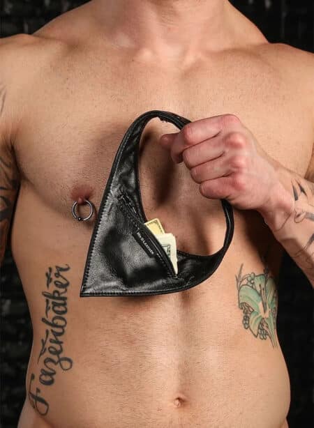 Mr. S Leather Lambskin Neck Hanky Black