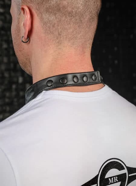 Mr. S Leather Lambskin Neck Hanky Black