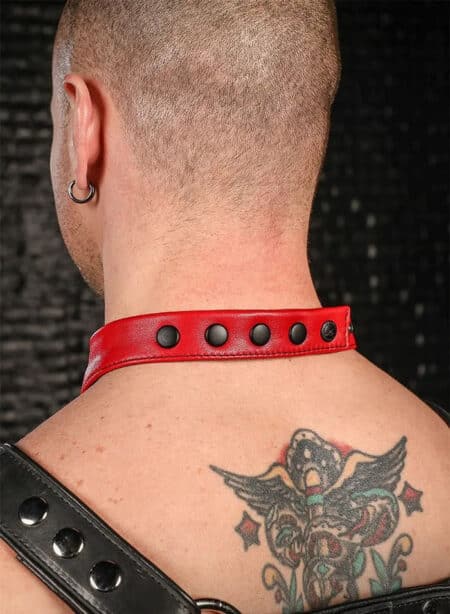 Mr. S Leather Lambskin Neck Hanky Red