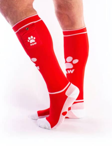 Brutus Puppy Paw Socks with Pocket Red