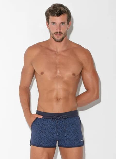 CODE 22 Geometric Print Mini Short Navy Blue