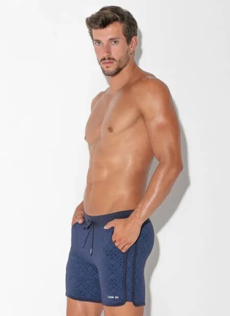 CODE 22 Geometric Print Short Navy Blue