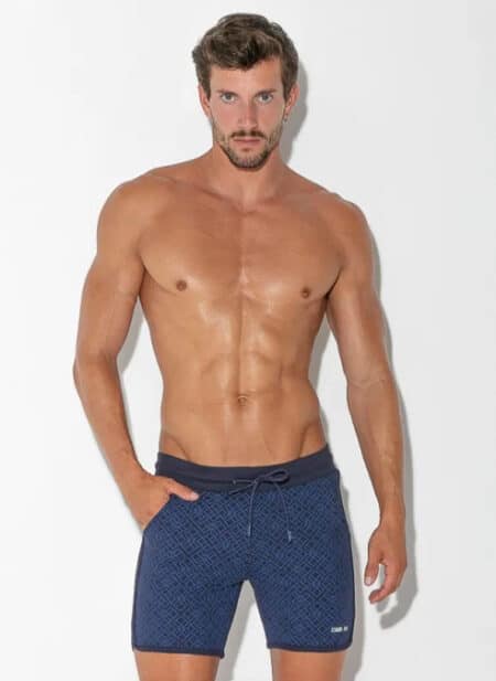 CODE 22 Geometric Print Short Navy Blue