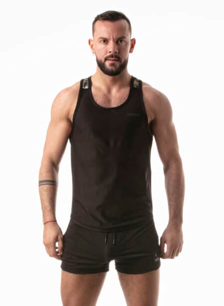 Leader Camo Print Racer Tank Top Black