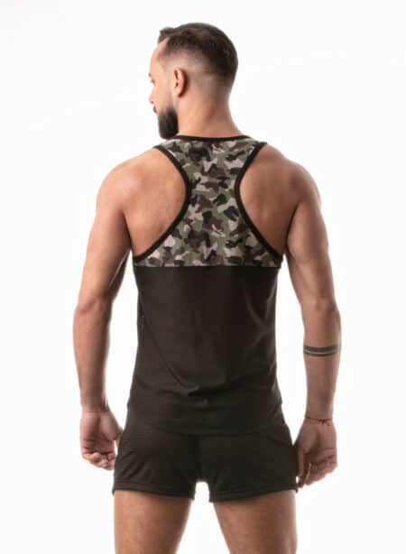 Leader Camo Print Racer Tank Top Black