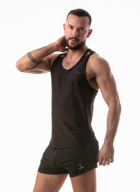 Leader Camo Print Racer Tank Top Black