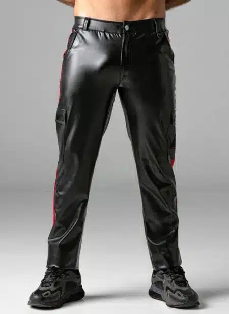 Locker Gear Leatherette Cargo Pants Red