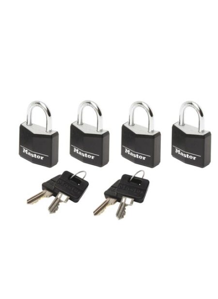 MasterLock 20 mm Black Cover Solid Aluminium Padlock 4-pack