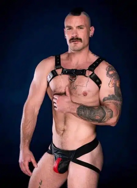 Mr. S Leather Center Stripe Jockstrap Red