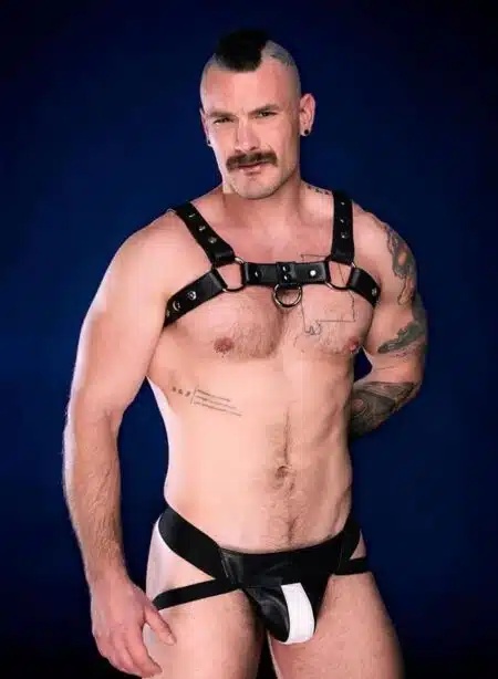 Mr. S Leather Center Stripe Jockstrap White