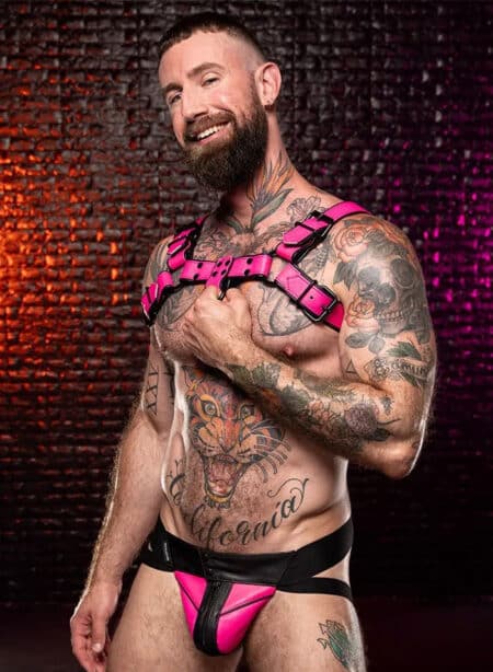 Mr. S Leather Dark Room Bulldog Harness Pink