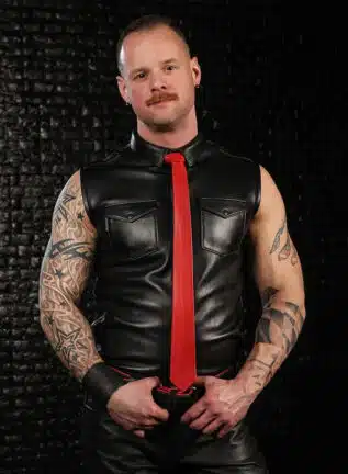 Mr. S Leather Lambskin Sleeveless Shirt Black
