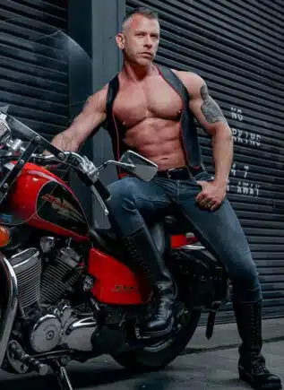 Mr. S Leather Piped Berlin Bar Vest Red