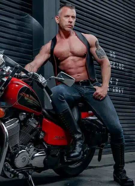 Mr. S Leather Piped Berlin Bar Vest Red