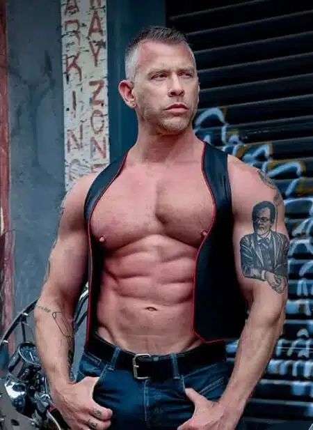 Mr. S Leather Piped Berlin Bar Vest Red