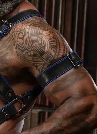 Mr. S Leather Piped Trojan Bicep Strap Blue