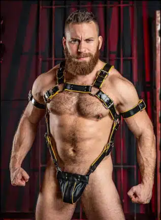 Mr. S Leather Piped Trojan Bicep Strap Yellow