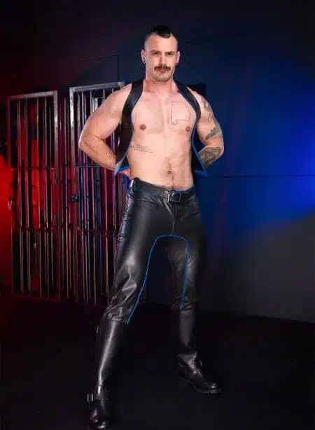 Mr. S Leather Piped Uniform Pant Blue
