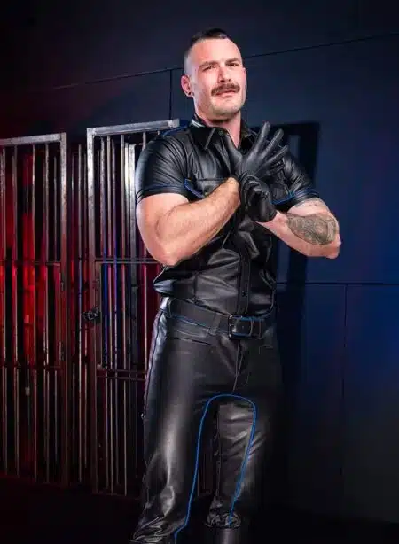 Mr. S Leather Piped Uniform Pant Blue