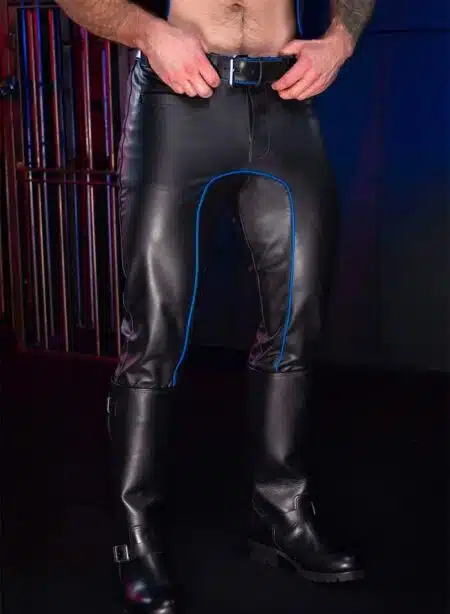 Mr. S Leather Piped Uniform Pant Blue