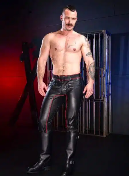 Mr. S Leather Piped Uniform Pant Red