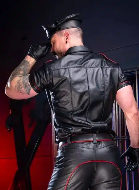 Mr. S Leather Piped Uniform Shirt Red