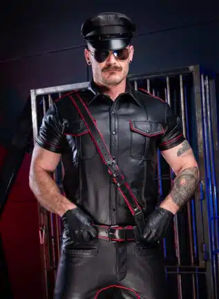 Mr. S Leather Piped Uniform Shirt Red